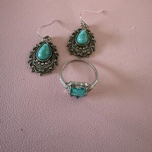 Elegant Silver and Turquoise Teardrop Earrings